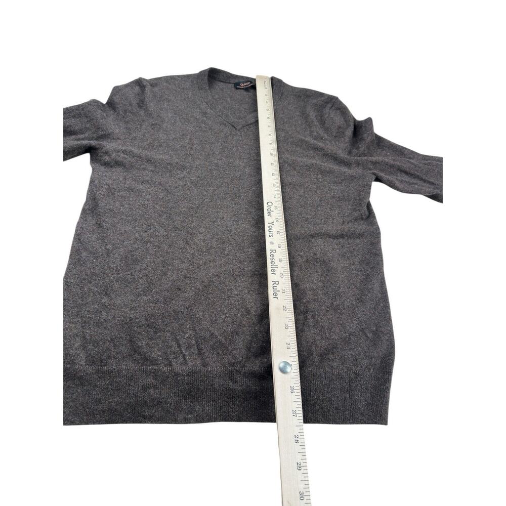 Quince Women Mongolian Cashmere V-Neck Sweater Heather Truffle Brown Large - Picture 4 of 9